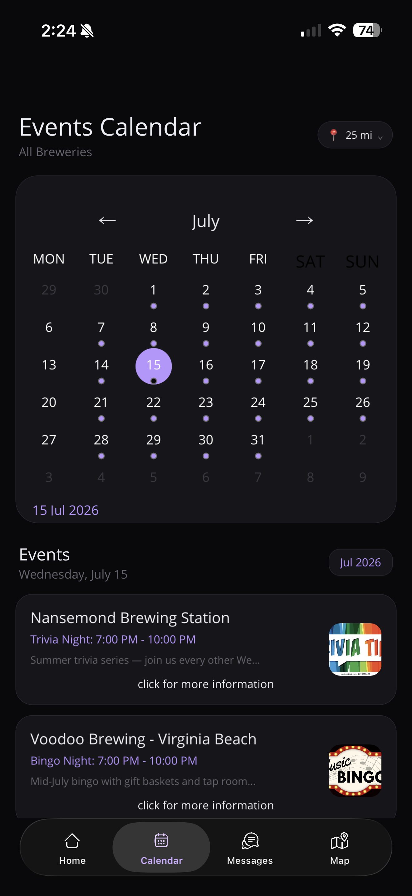HopWire calendar dashboard