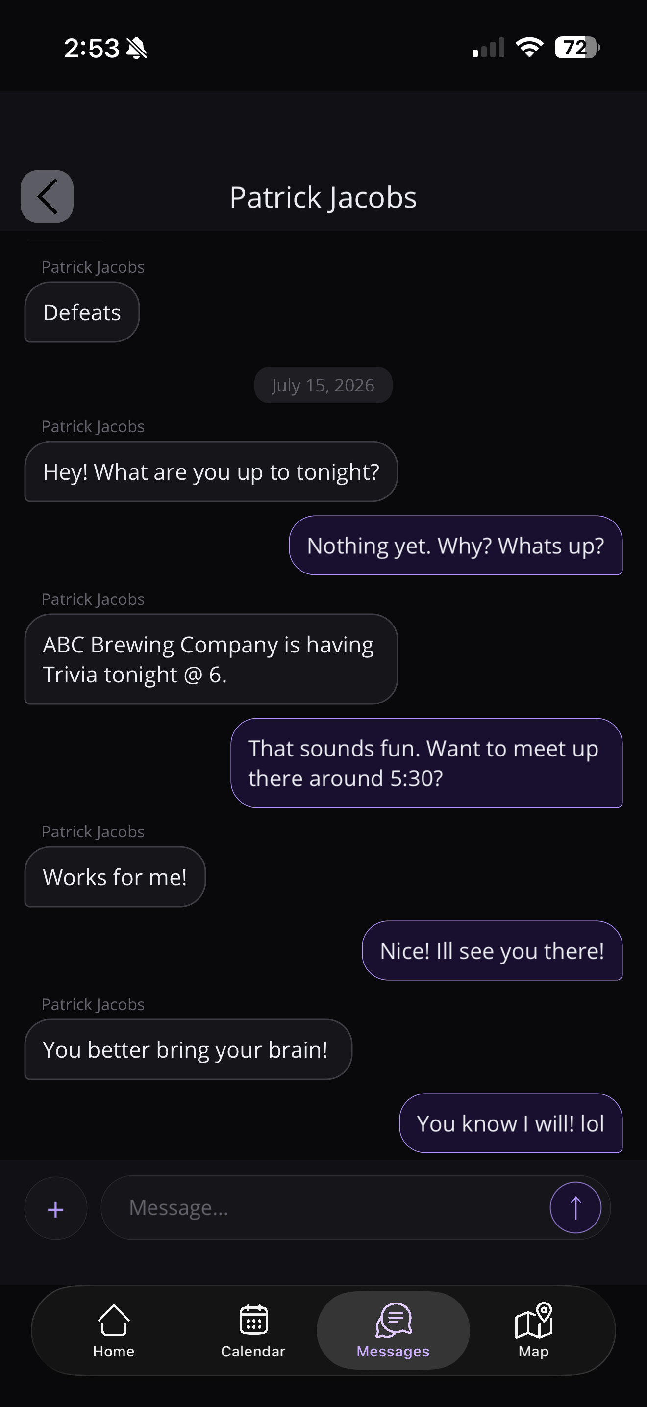 HopWire chat conversation screen