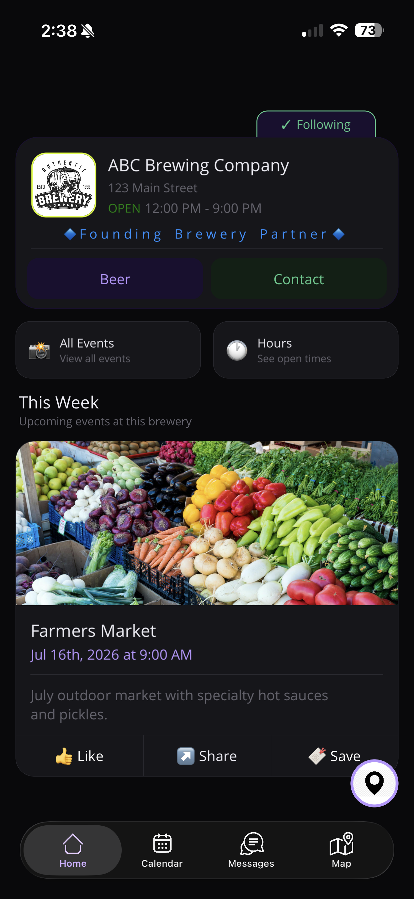 HopWire brewery home page dashboard